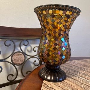 Glass mosaic hurricane vase